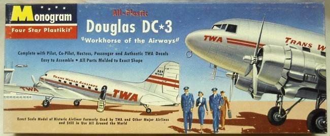 Monogram 1/90 Douglas DC-3 TWA Four Star Issue, P9-98 plastic model kit